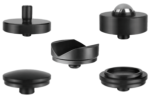 Cabeças de encaixe esféricas, centralizadoras de acoplamento, prismáticas, de posicionamento, com esfera giratória 