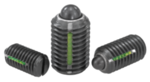 Spring plungers with slot and thrust pin, steel, with thread lock Spring plungers with slot and thrust pin, steel, with thread lock