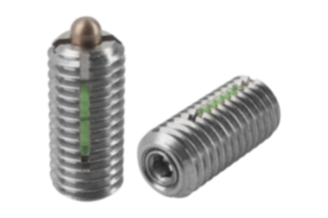 Piezas de presión con resorte, hexágono interior y pasador de presión, acero inoxidable, fuerza del muelle estándar, con seguro roscado - inch Piezas de presión con resorte, hexágono interior y pasador de presión, acero inoxidable, fuerza del muelle estándar, con seguro roscado - inch