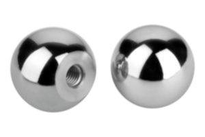 Botões bola em aço inoxidável ou alumínio, DIN 319, forma C com rosca, media em polegadas