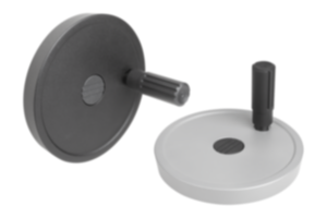Disc handwheels, aluminium with revolving cylindrical grip Disc handwheels, aluminium with revolving cylindrical grip