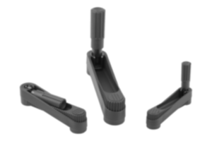 Crank handles with fold-down cylinder grip