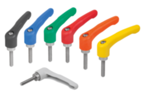 Clamping levers, plastic  with external thread, threaded insert stainless steel