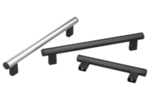 Puxadores tubulares de alumínio com suporte de plástico