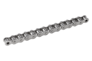 Cadenas de rodillos simples de acero inoxidable según DIN ISO 606, pestaña curvada