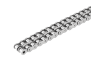 Corrente de rolos dupla em aço inoxidável DIN ISO 606, placa curvada