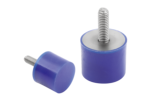 Topes de goma de acero inoxidable, tipo D, cilíndricos con rosca exterior azules conforme con FDA Topes de goma de acero inoxidable, tipo D, cilíndricos con rosca exterior azules conforme con FDA