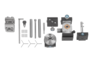 Clamping component sets for fixating for co-ordinate measuring machines, module