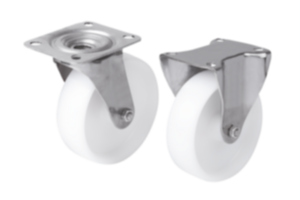 Swivel and fixed castors stainless steel, standard version