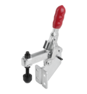 Toggle clamps vertical with angled foot and adjustable clamping spindle